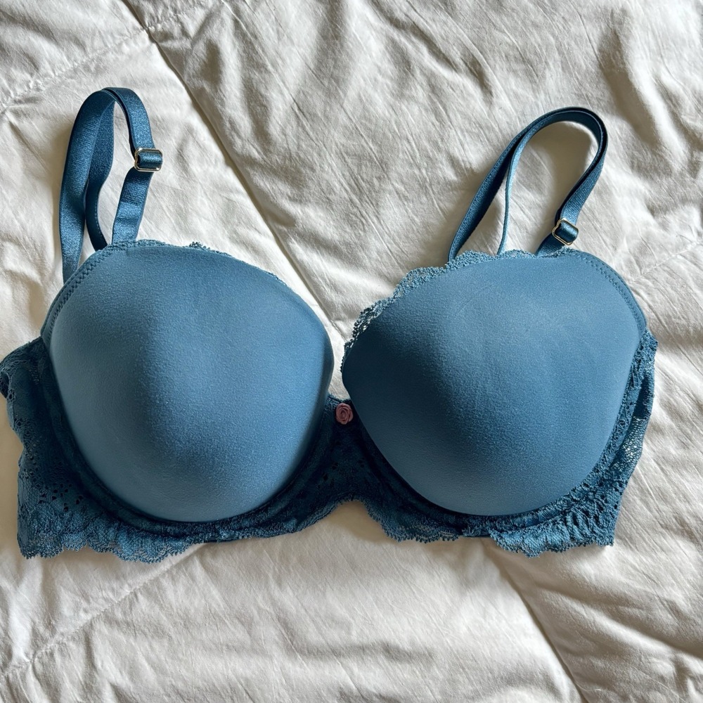 Victorias Secret Dream Angels Smooth Lace Convertible Bra Teal Haze 32DD Demi